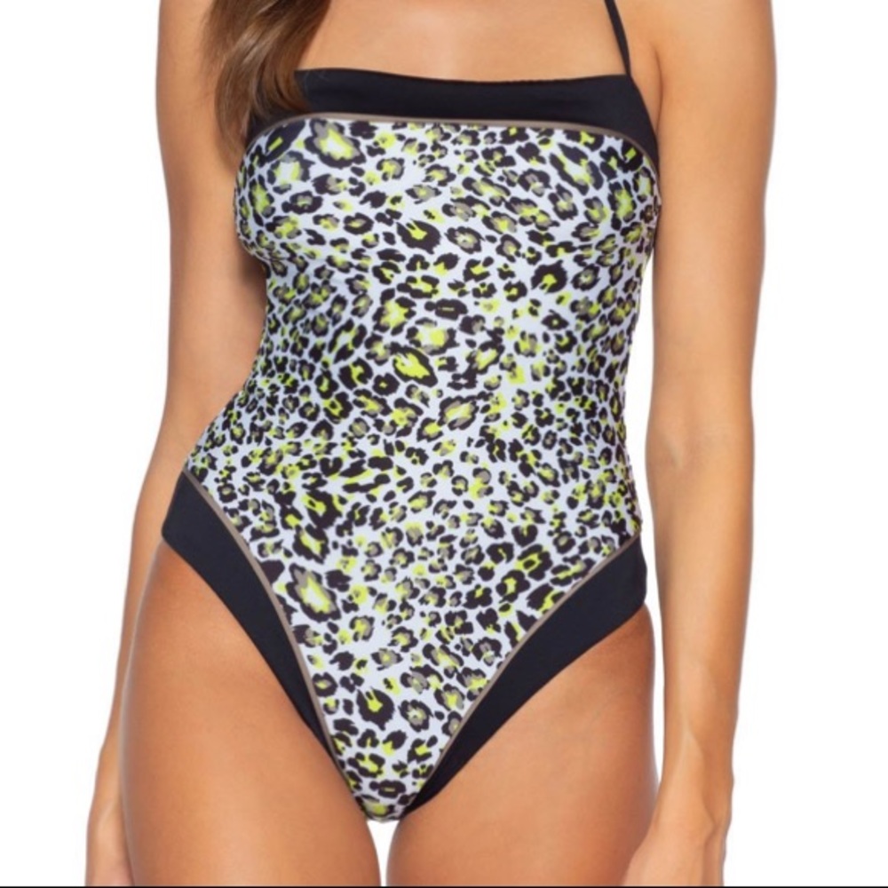 Soluna Leopard Print Bandeau One Piece Swimsuit